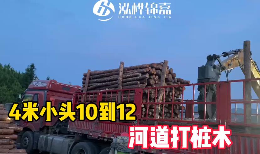 4米小頭10-12cm河道<a href=http://www.szmojo.com/ target=_blank class=infotextkey>打樁木</a>裝車發(fā)貨視頻